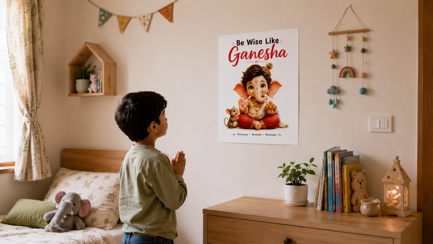 Be Wise Like Ganesha – Premium Kids Room Wall Poster (A4)