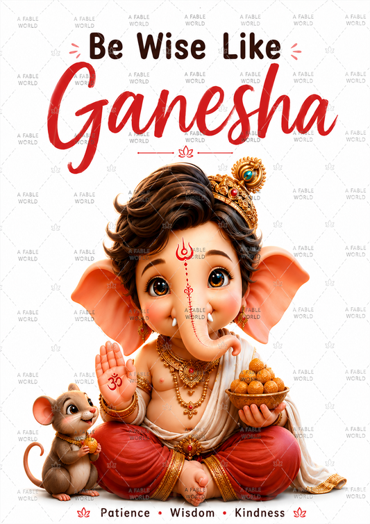 Be Wise Like Ganesha – Premium Kids Room Wall Poster (A4)